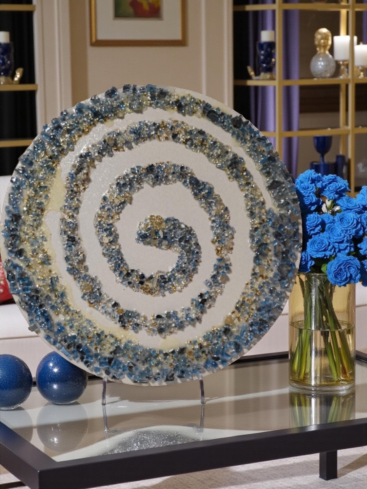 3D Crystallized Decor Table, Elegant Artwork Design