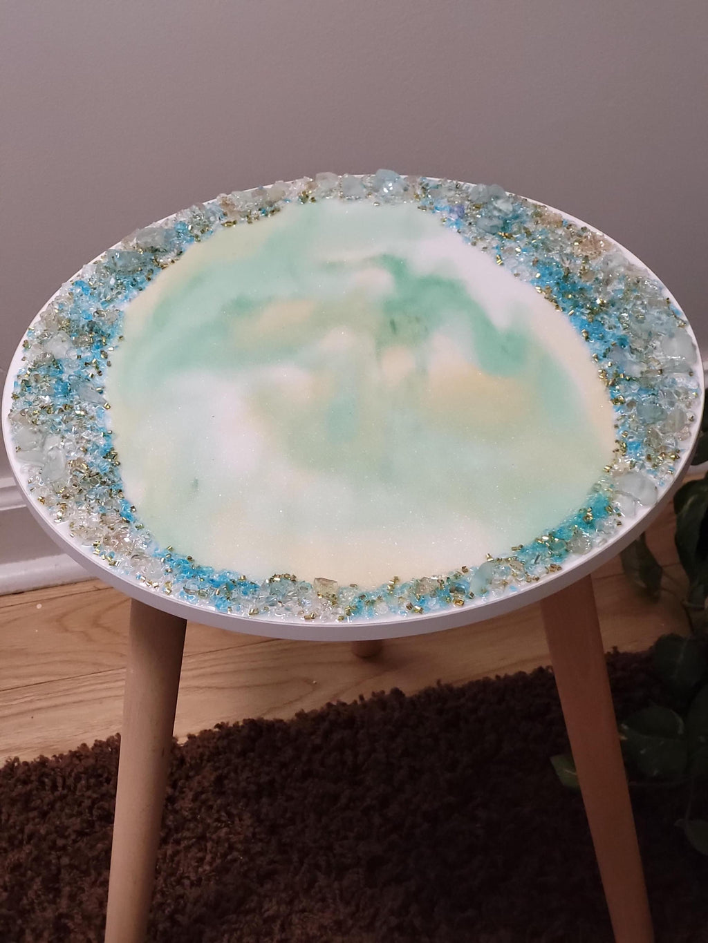 Hand-Designed Crystallized 3D Table Decor, Elegant Artwork