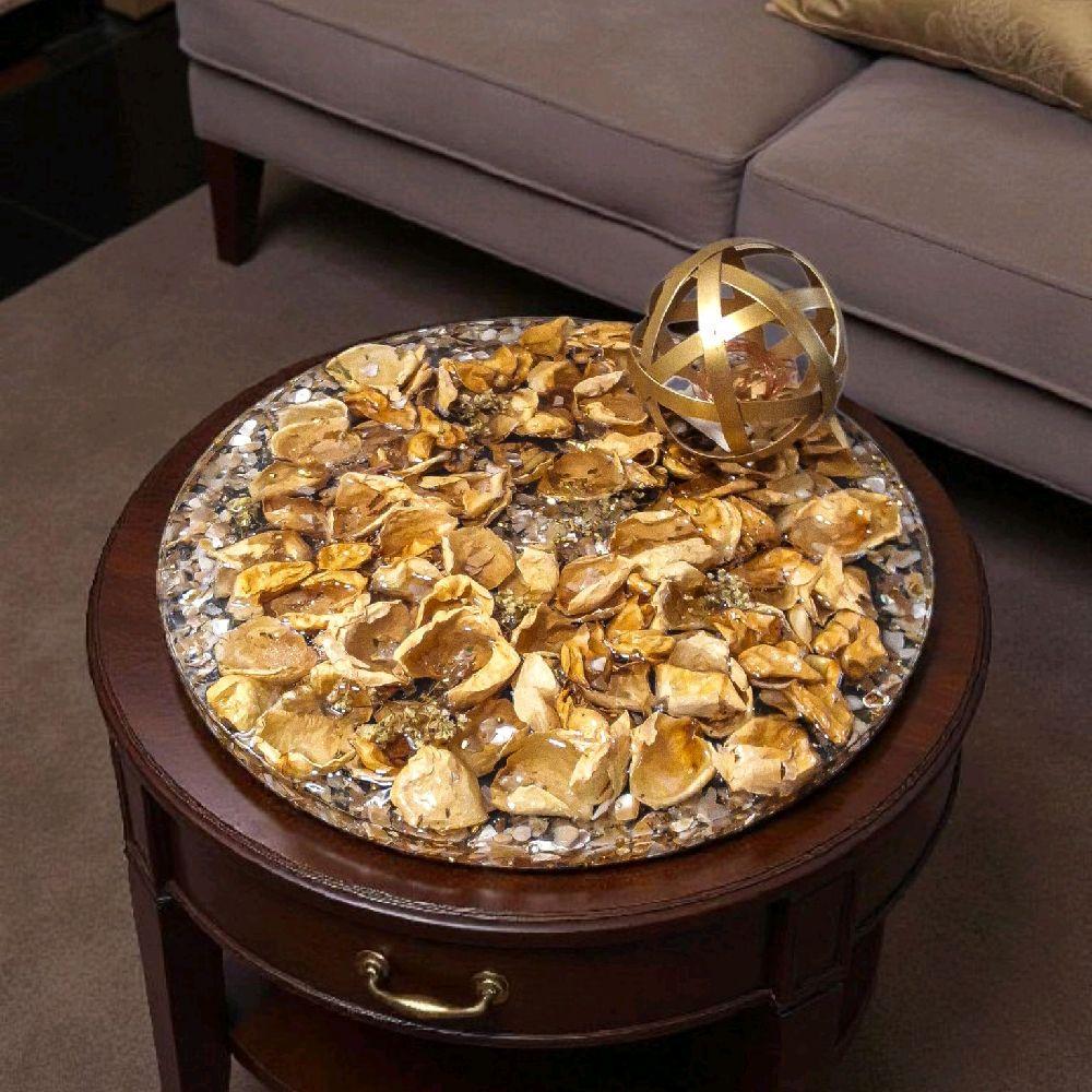 Resin Tray Artwork: Natural Roses and Crystals, Home Decor