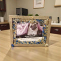 Elegant 3D Abstract Artwork in 5x7 Crystallized Frame – Blue & White with Gold Glitter Edges
