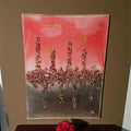 Hand-Designed 3D Abstract Canvas Art: Red, Black, and Gold Stripes. Size 18x24