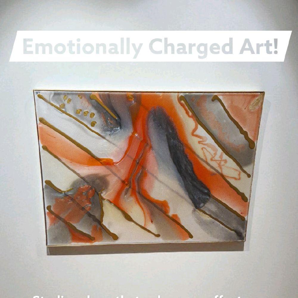 3D Abstract Canvas Painting, Orange Gold Grey White, 18x24 Hand-Designed Artwork