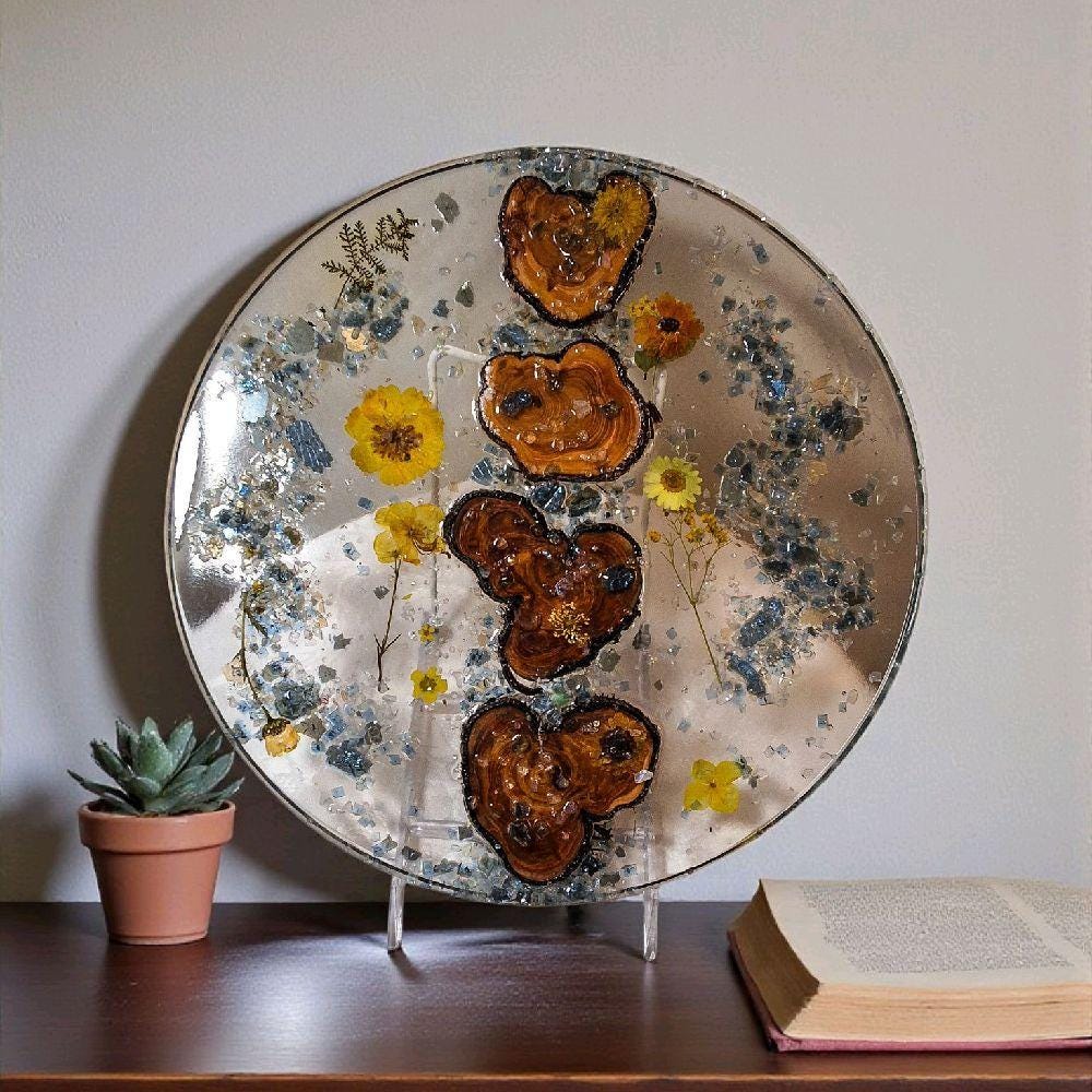 Hand-Designed Resin Floral Tray – 3D Abstract Home Decor.