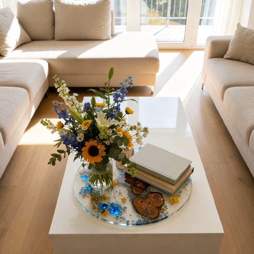 Hand-Designed Resin Floral Tray – 3D Abstract Home Decor.