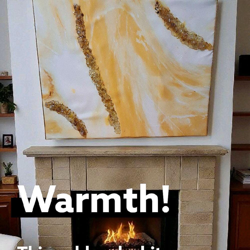 3D Abstract Canvas Art, Yellow White & Gold Crystals (16x20 in)