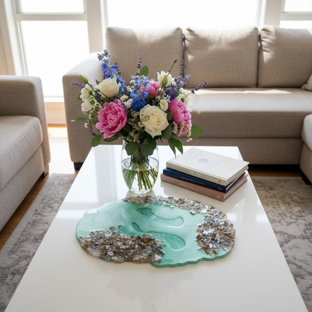 3D Abstract Resin Artwork, Elegant Home Decor Tray collection