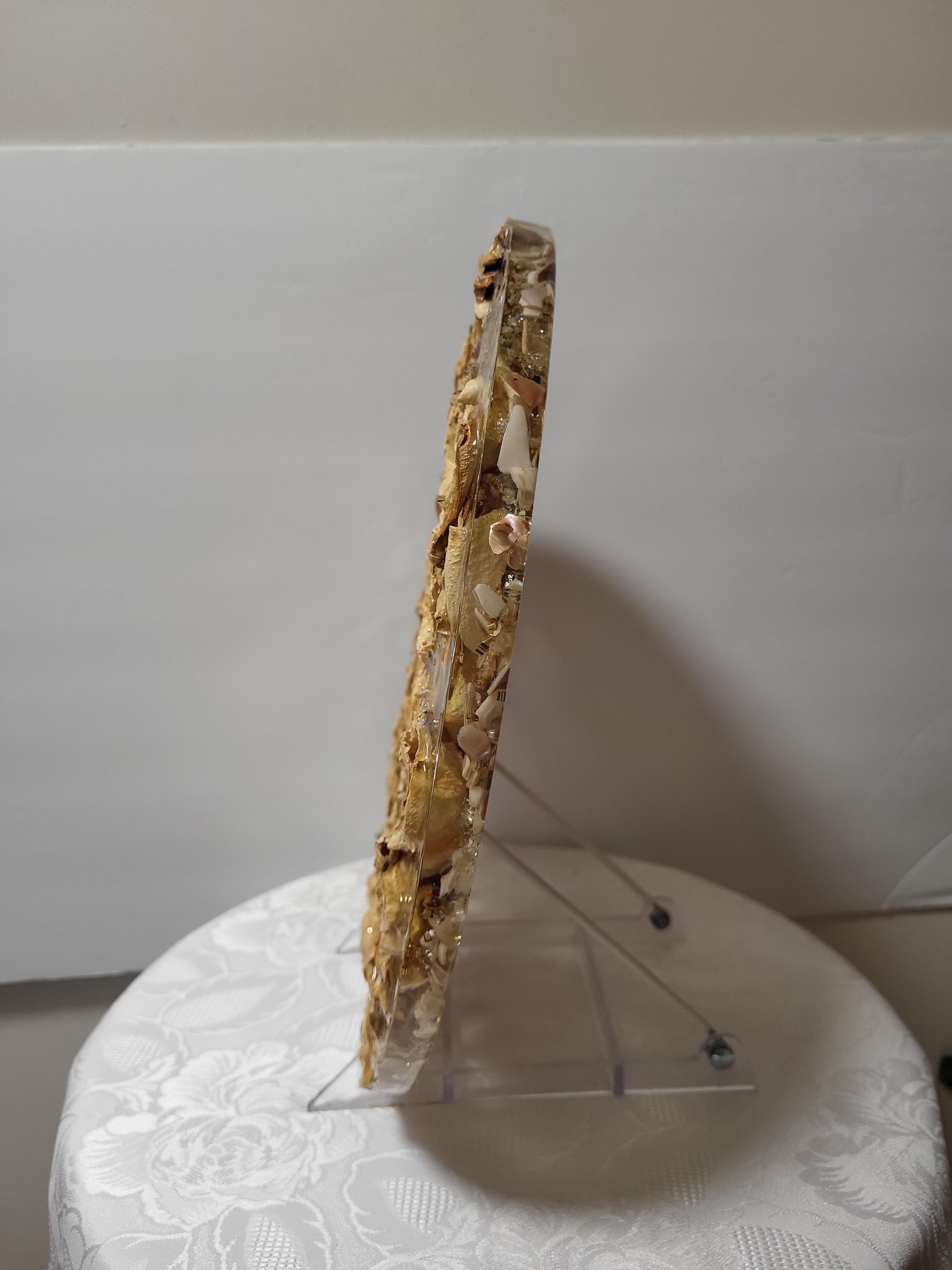 Resin Tray Artwork: Natural Roses and Crystals, Home Decor