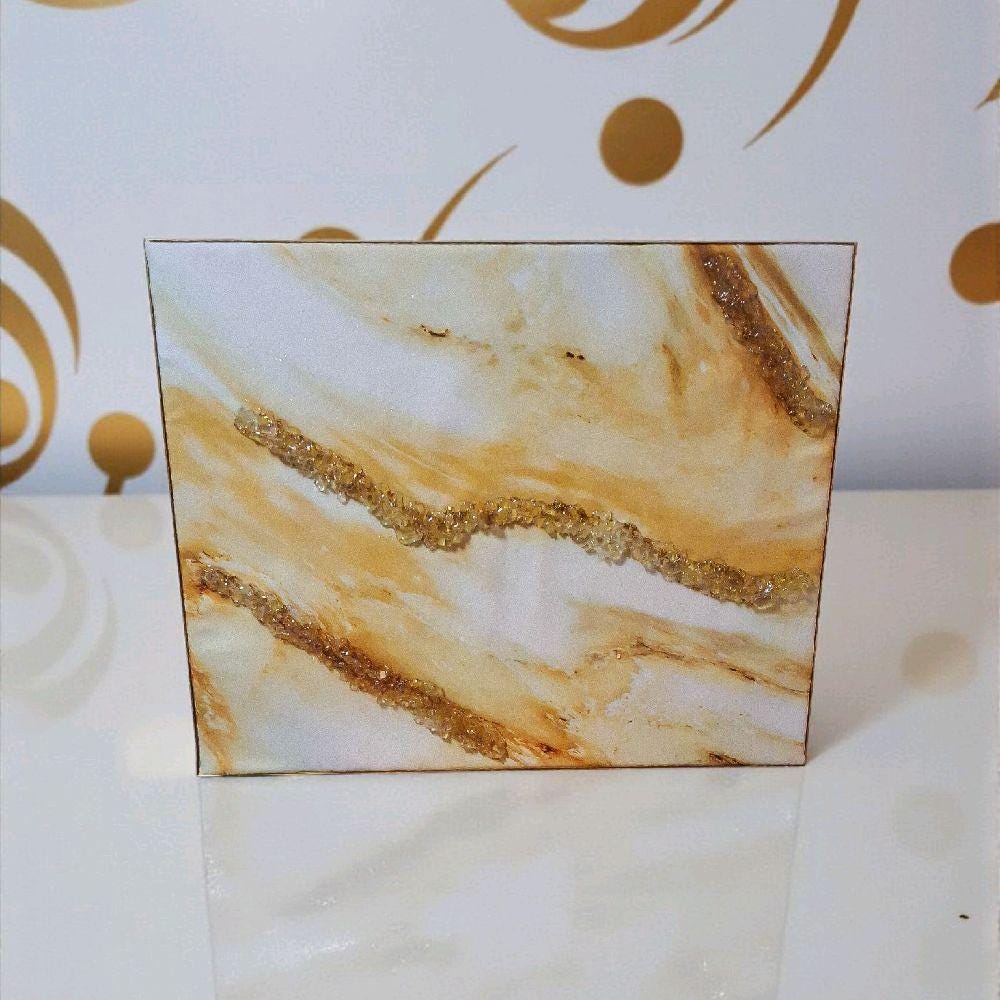 3D Abstract Canvas Art, Gold Crystallized Decor (16x20 Inches)