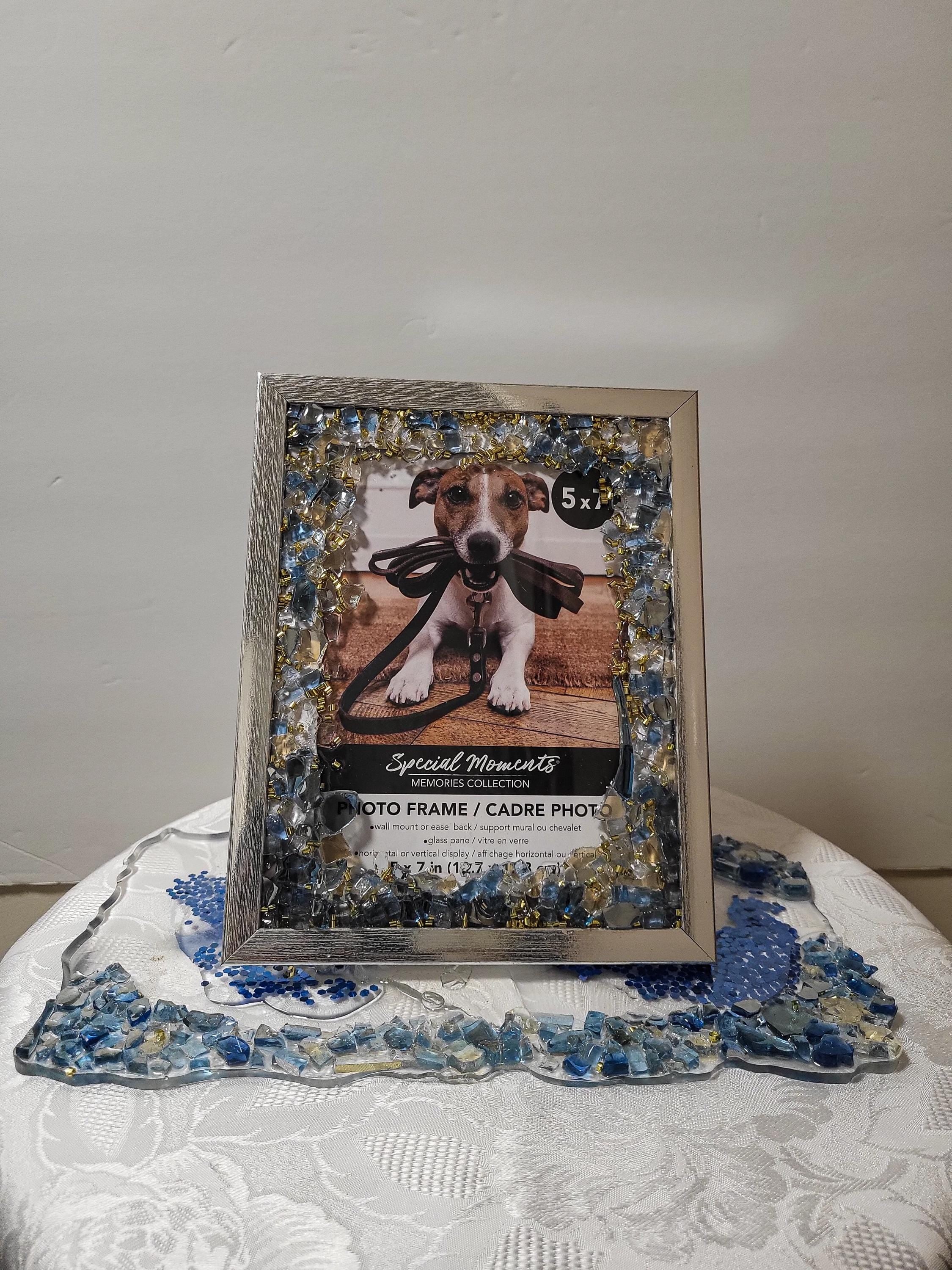 Hand-Designed 3D Abstract Photo Frame, Gold & Blue, 5x7