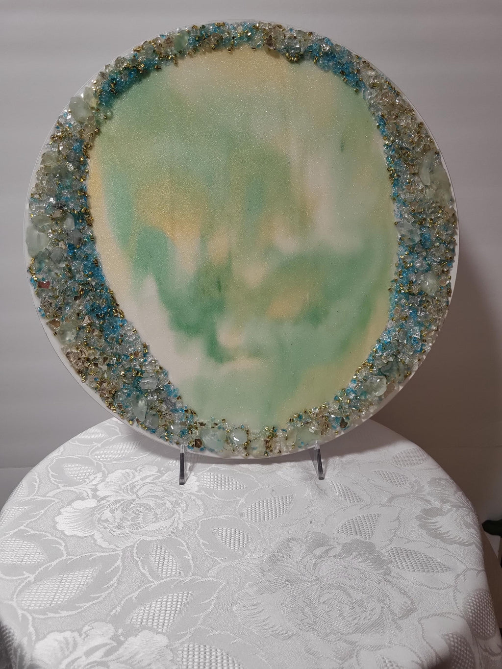 Hand-Designed Crystallized 3D Table Decor, Elegant Artwork
