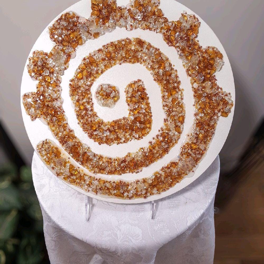 Hand designed 3D Elegant crystallized artwork, exquisite color of amber, Elegantly unique in detail