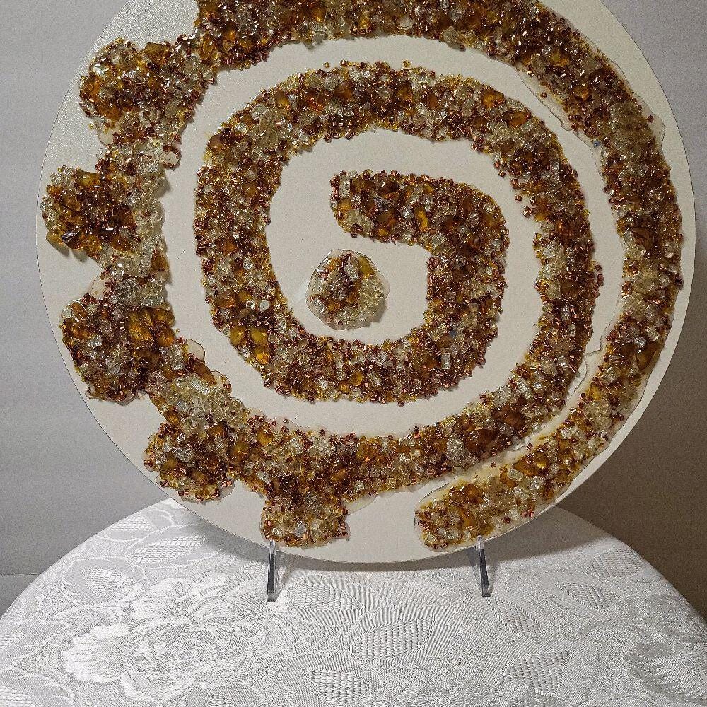 Hand designed 3D Elegant crystallized artwork, exquisite color of amber, Elegantly unique in detail