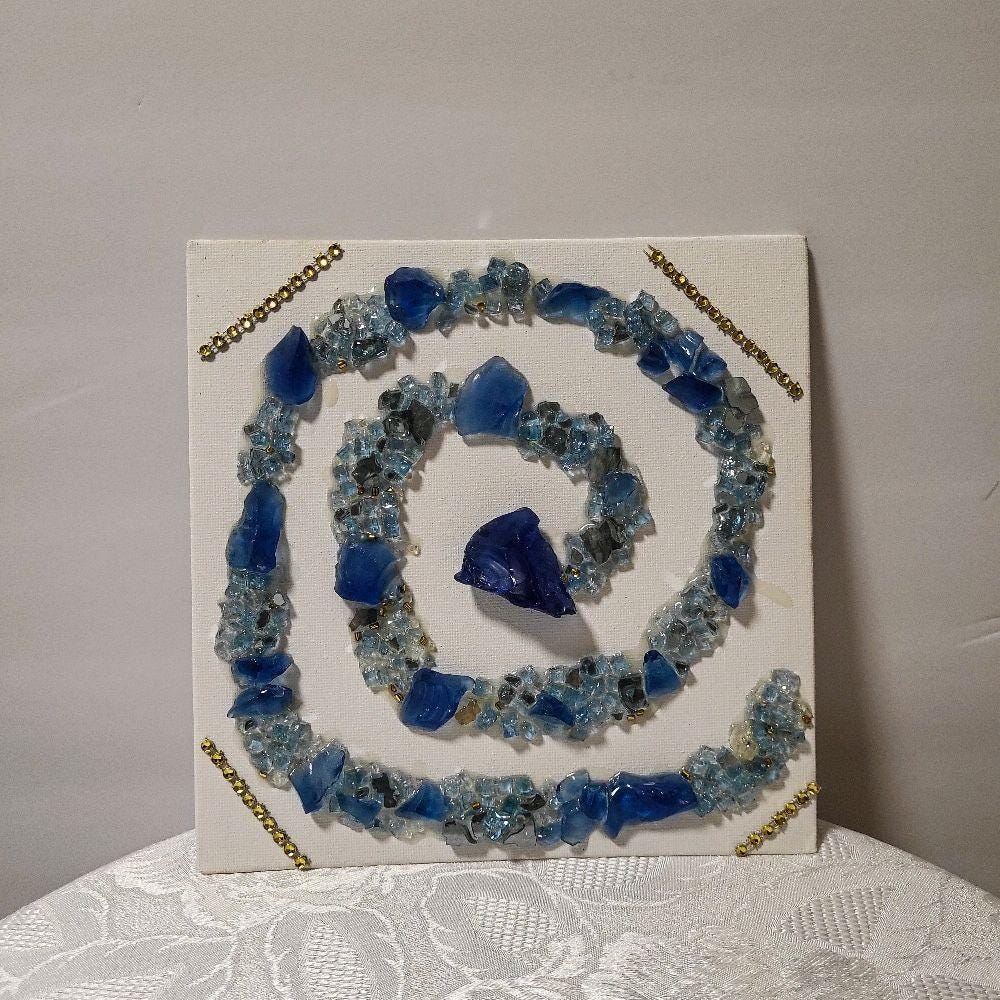 Hand-Designed Resin Blue Stone Hanging Decor, Elegant 3D Art