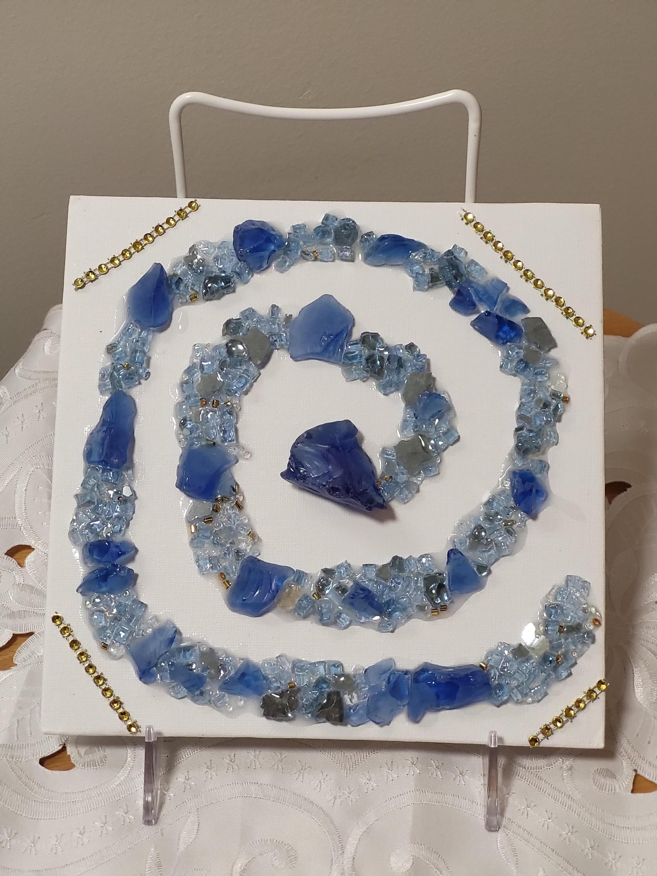 Hand-Designed Resin Blue Stone Hanging Decor, Elegant 3D Art