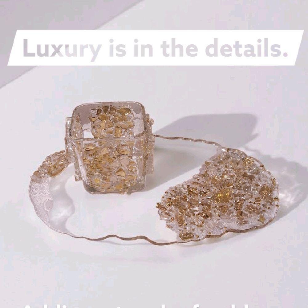 3D Resin Artwork: Gold Crystal Decor, Candle Trinket Vase Tray