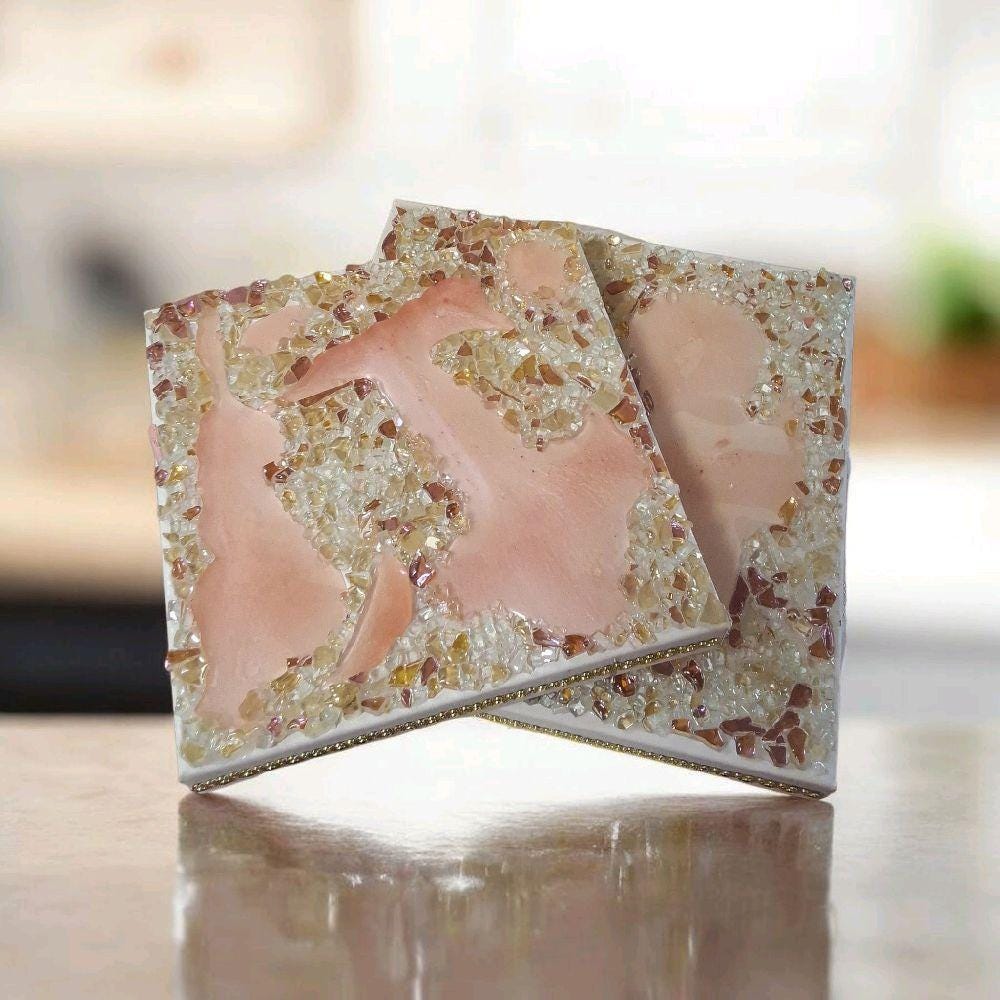 3D Rose Crystal Resin Artwork: Elegant Home Decor. Size 12x12 and 10x10, SET OF 2