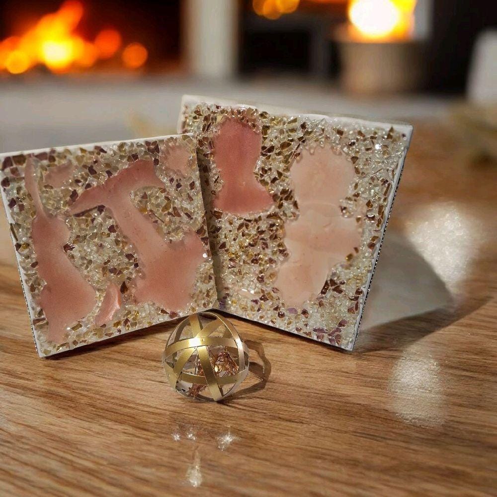 3D Rose Crystal Resin Artwork: Elegant Home Decor. Size 12x12 and 10x10, SET OF 2