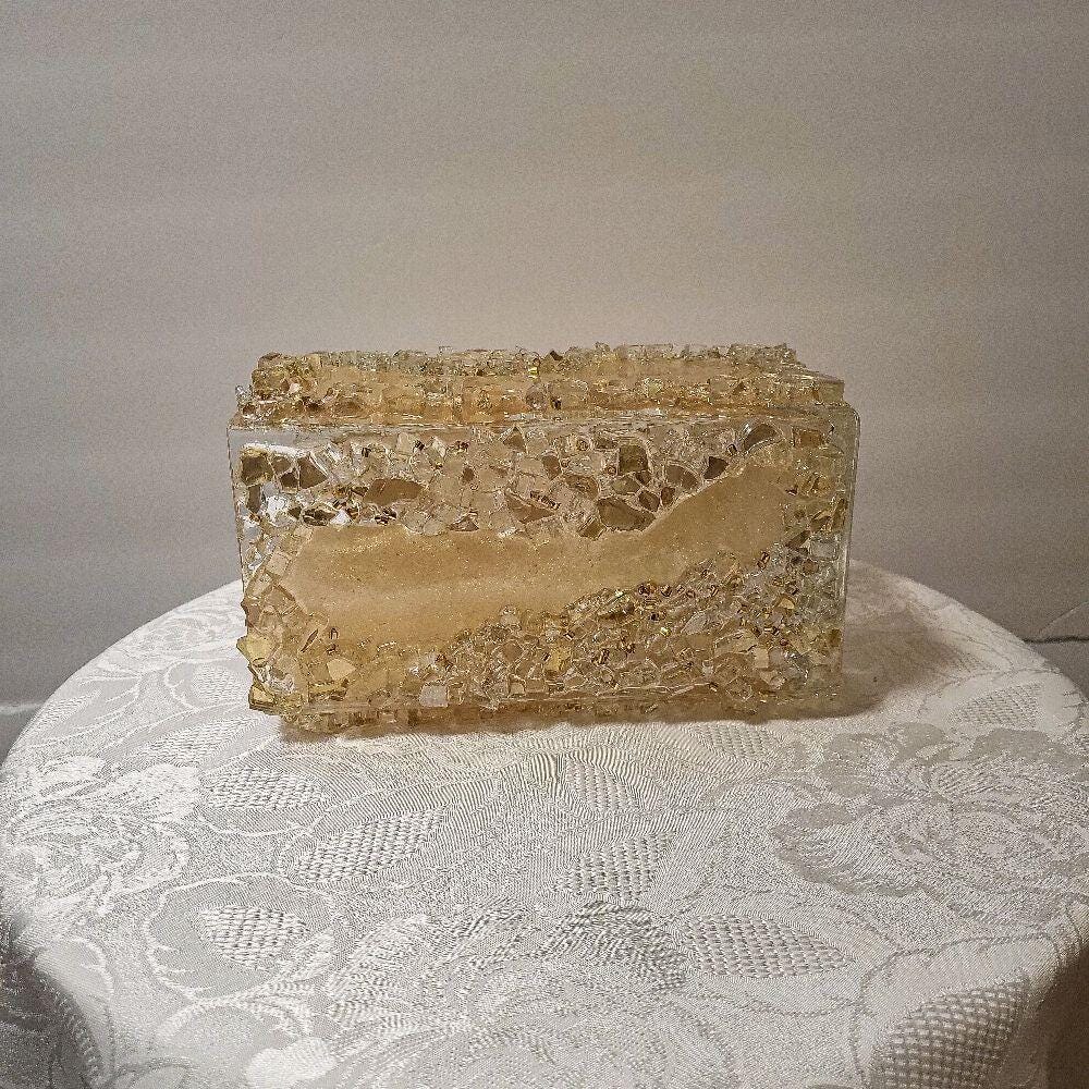 Glam Golden Peach Crystallized Vase – Elegant 3D Home Decor