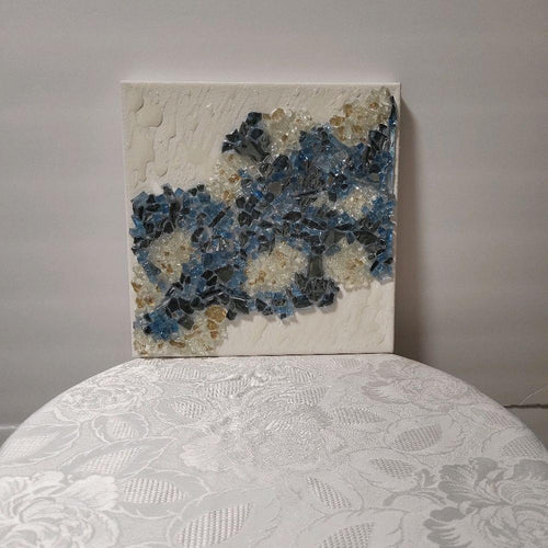 3D Crystal Resin Artwork – Blue and Clear Home Decor (10x10)