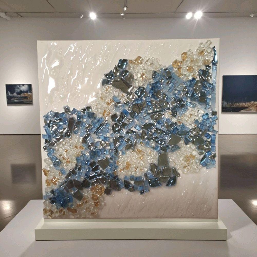 3D Crystal Resin Artwork – Blue and Clear Home Decor (10x10)