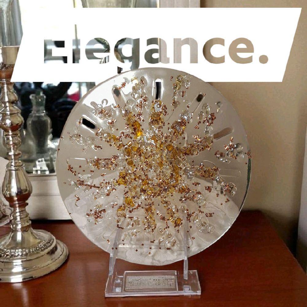 Hand-Designed Amber Crystal Home Decor, 3D Hanging Artwork (12x12)