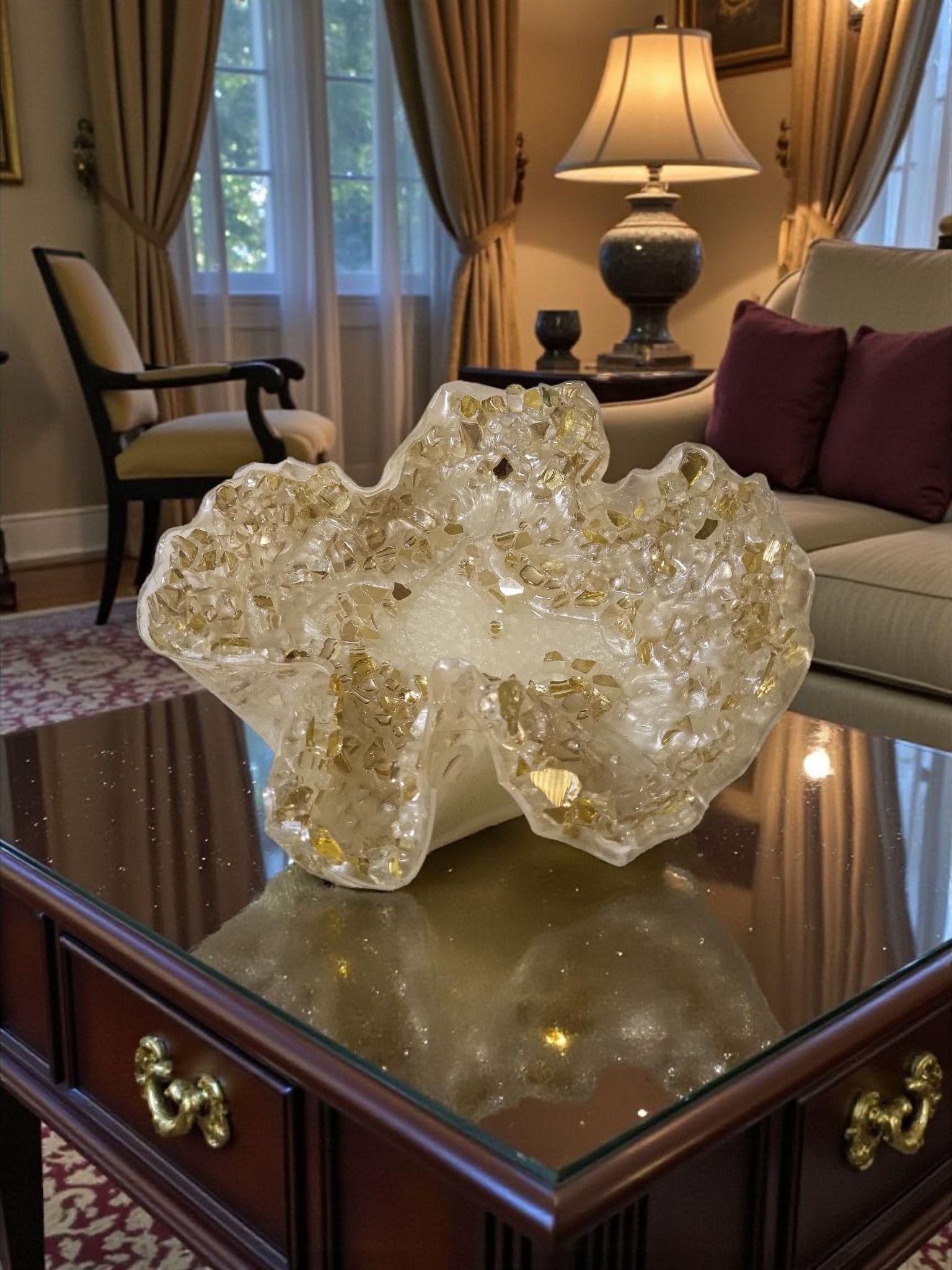Resin Decorative Bowl - Elegant Gold Finish Home Decor