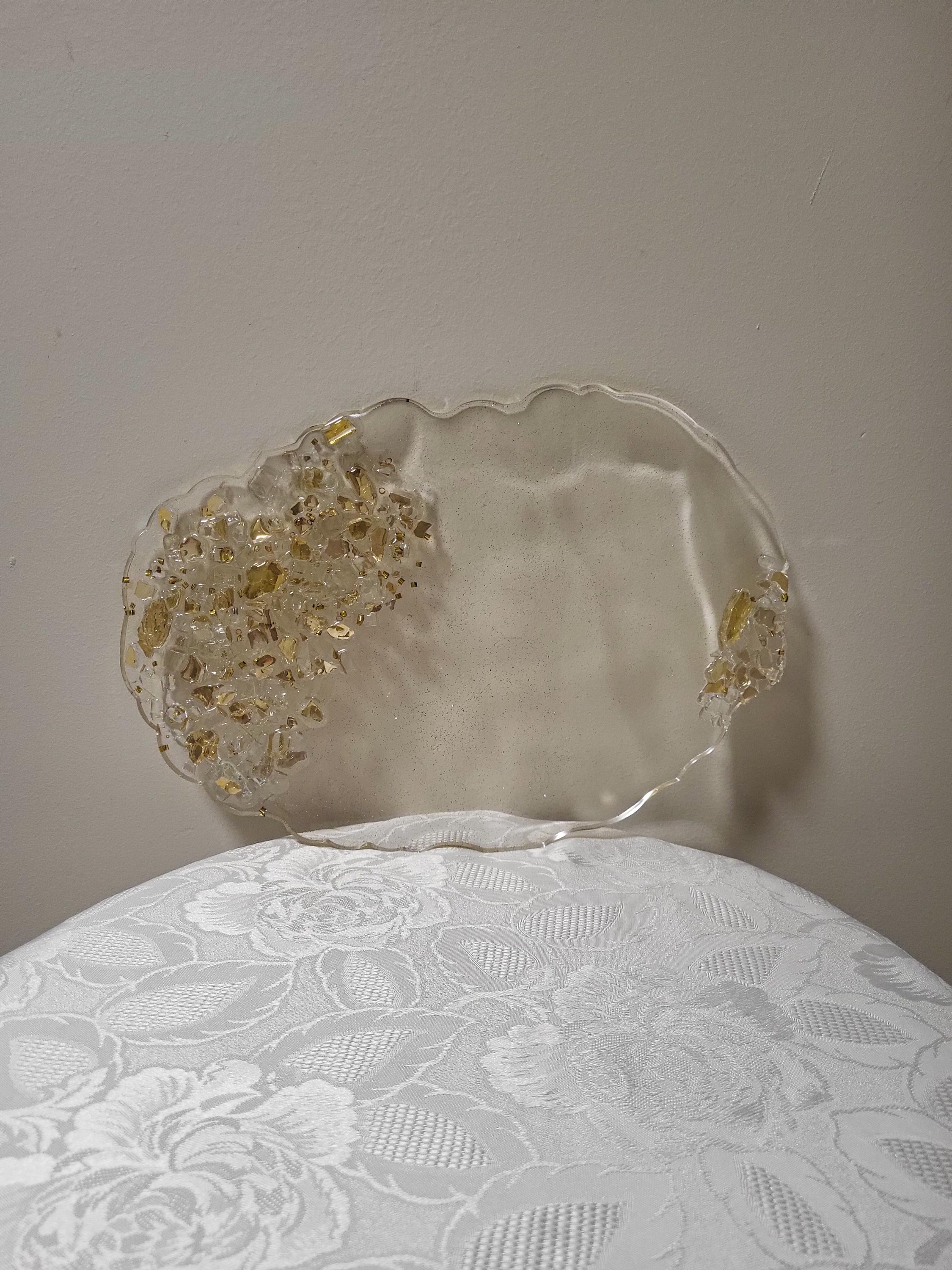 3D Resin Artwork: Gold Crystal Decor, Candle Trinket Vase Tray