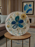 3D Resin Tray, Teal and Yellow Crystals, Elegant Home Decor