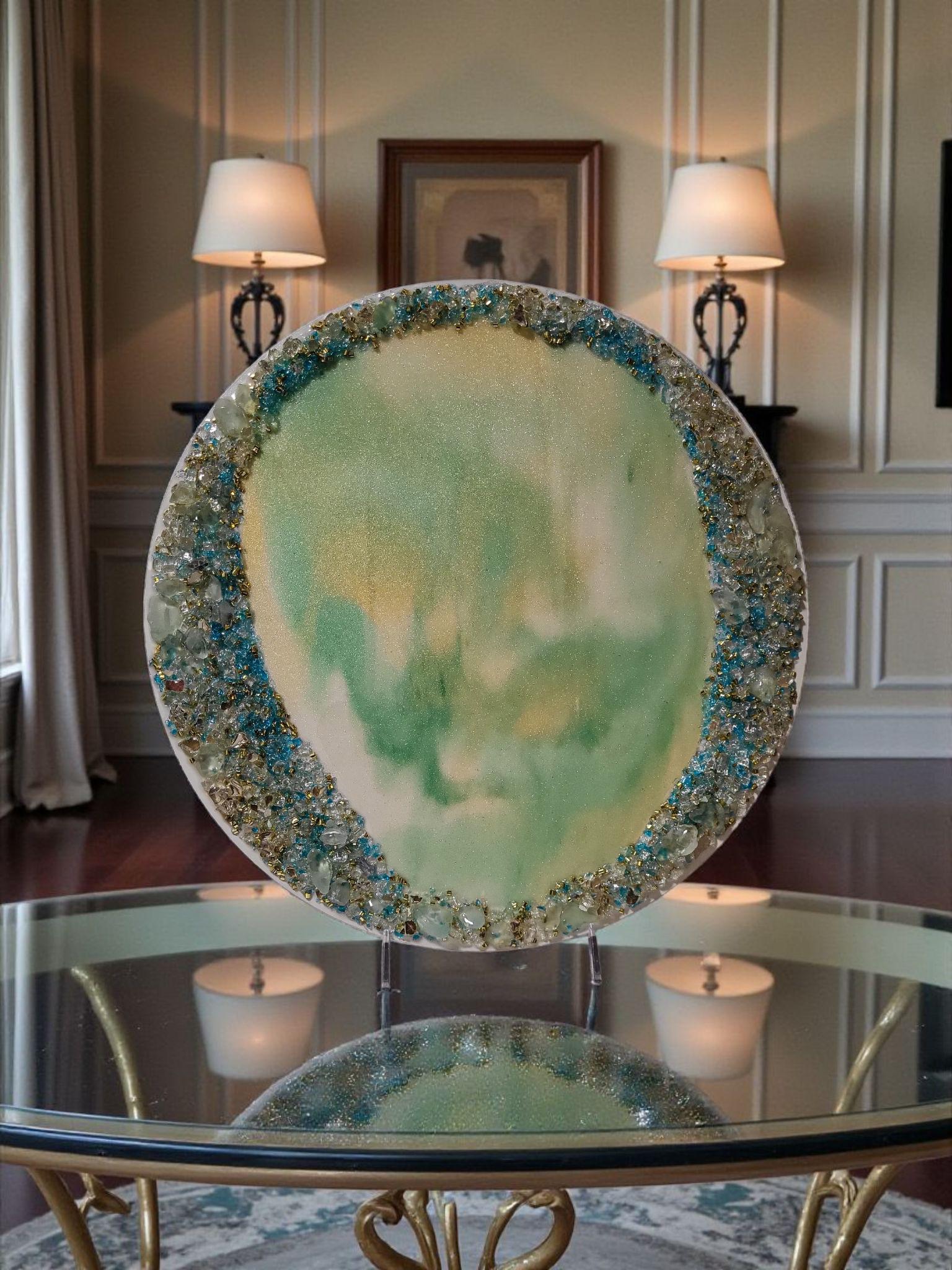 Hand-Designed Crystallized 3D Table Decor, Elegant Artwork