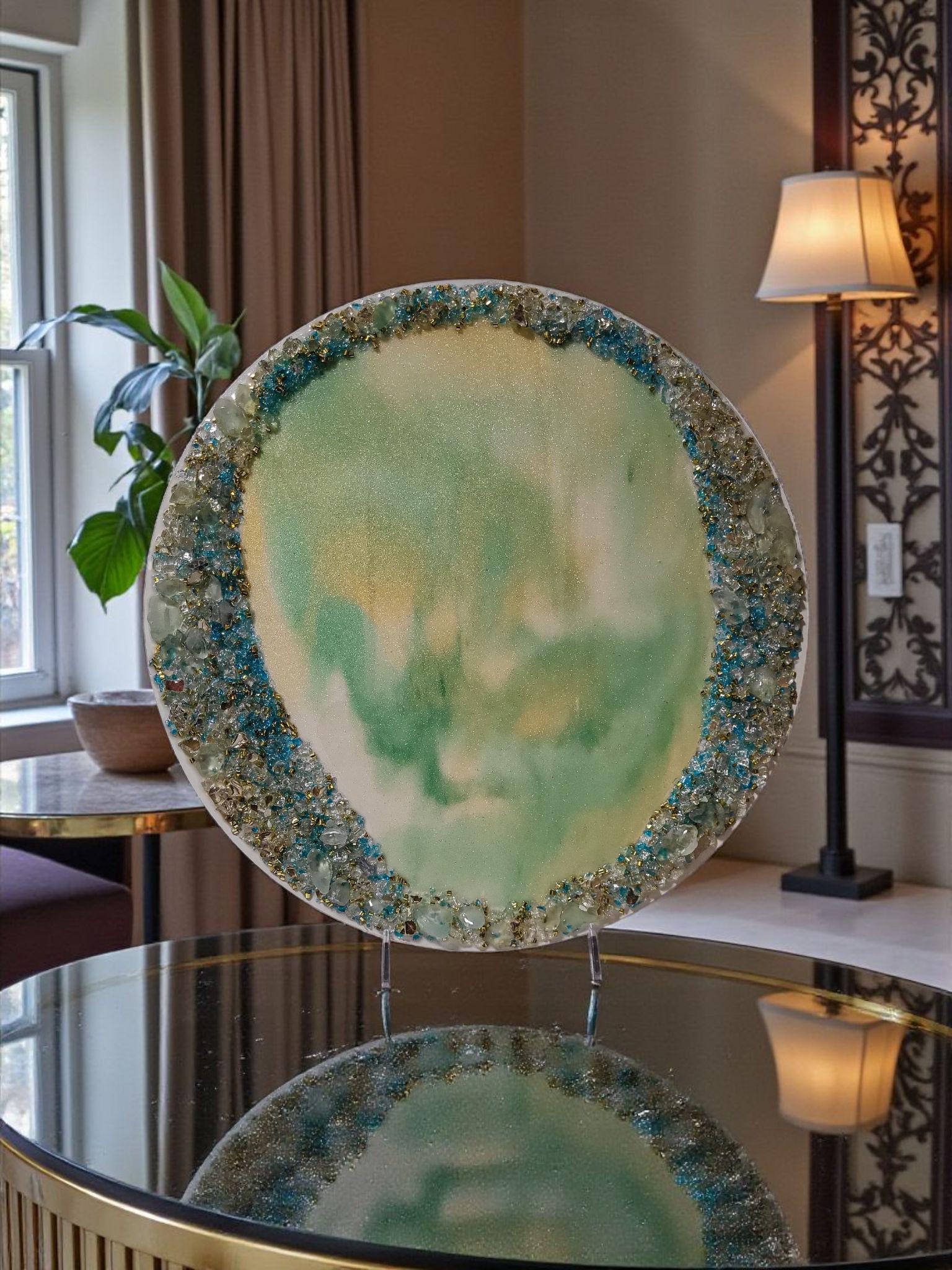 Hand-Designed Crystallized 3D Table Decor, Elegant Artwork