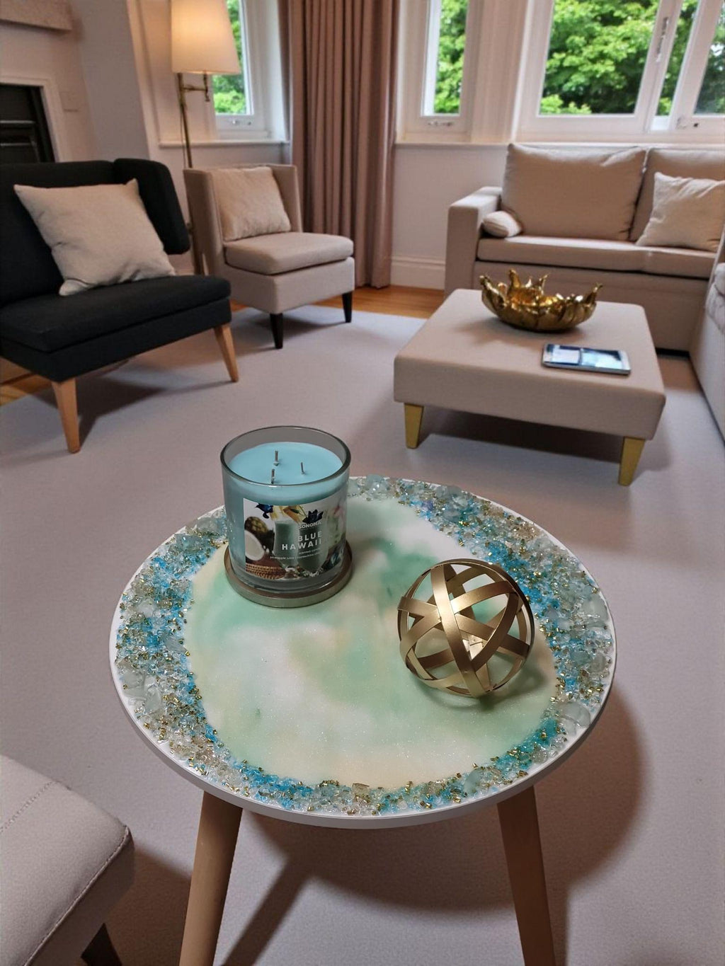 Hand-Designed Crystallized 3D Table Decor, Elegant Artwork