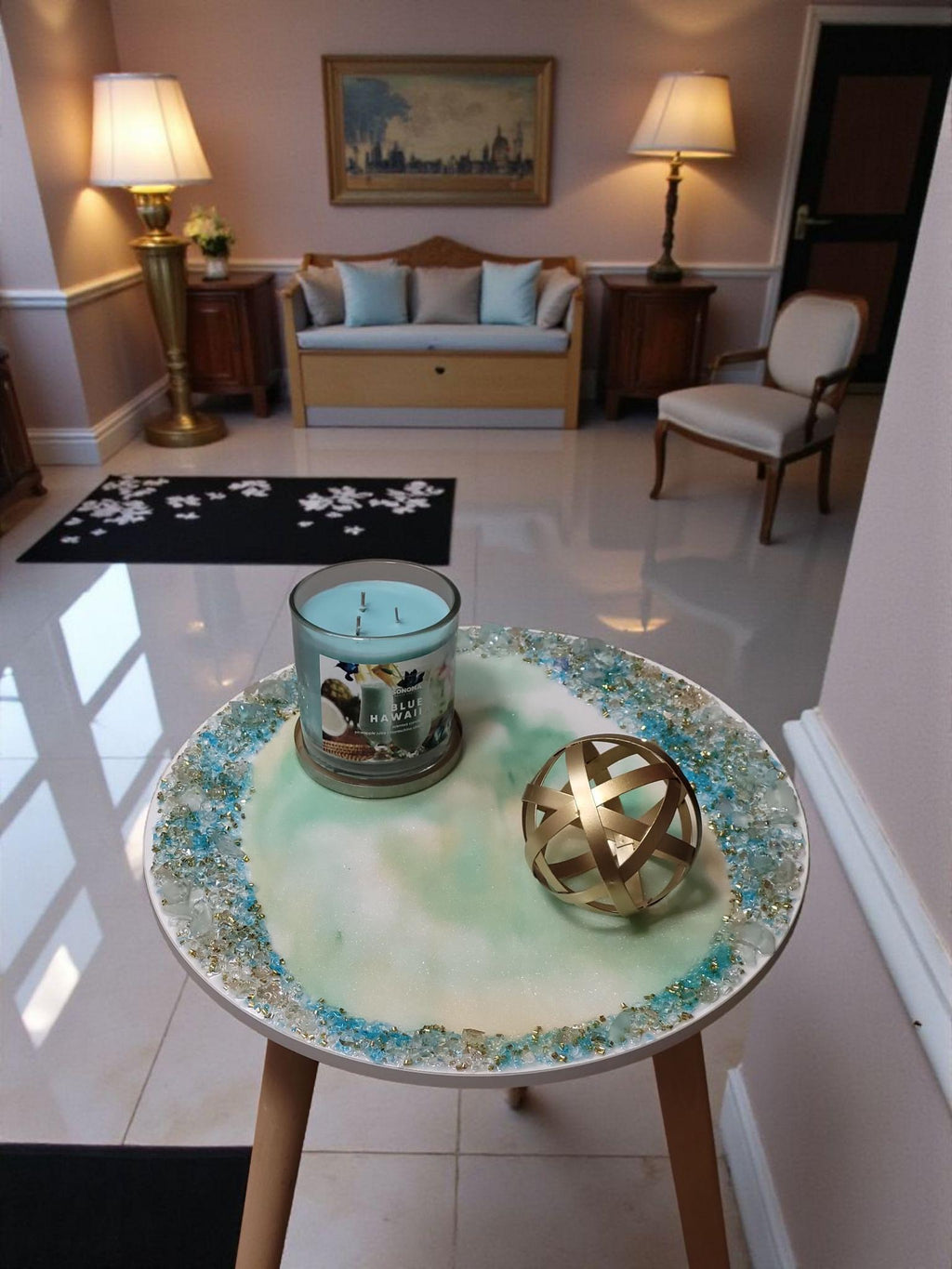 Hand-Designed Crystallized 3D Table Decor, Elegant Artwork