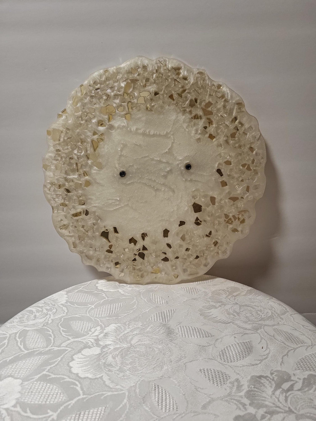 Marble White Resin Tray with Gold Crystals - Glam Home Decor