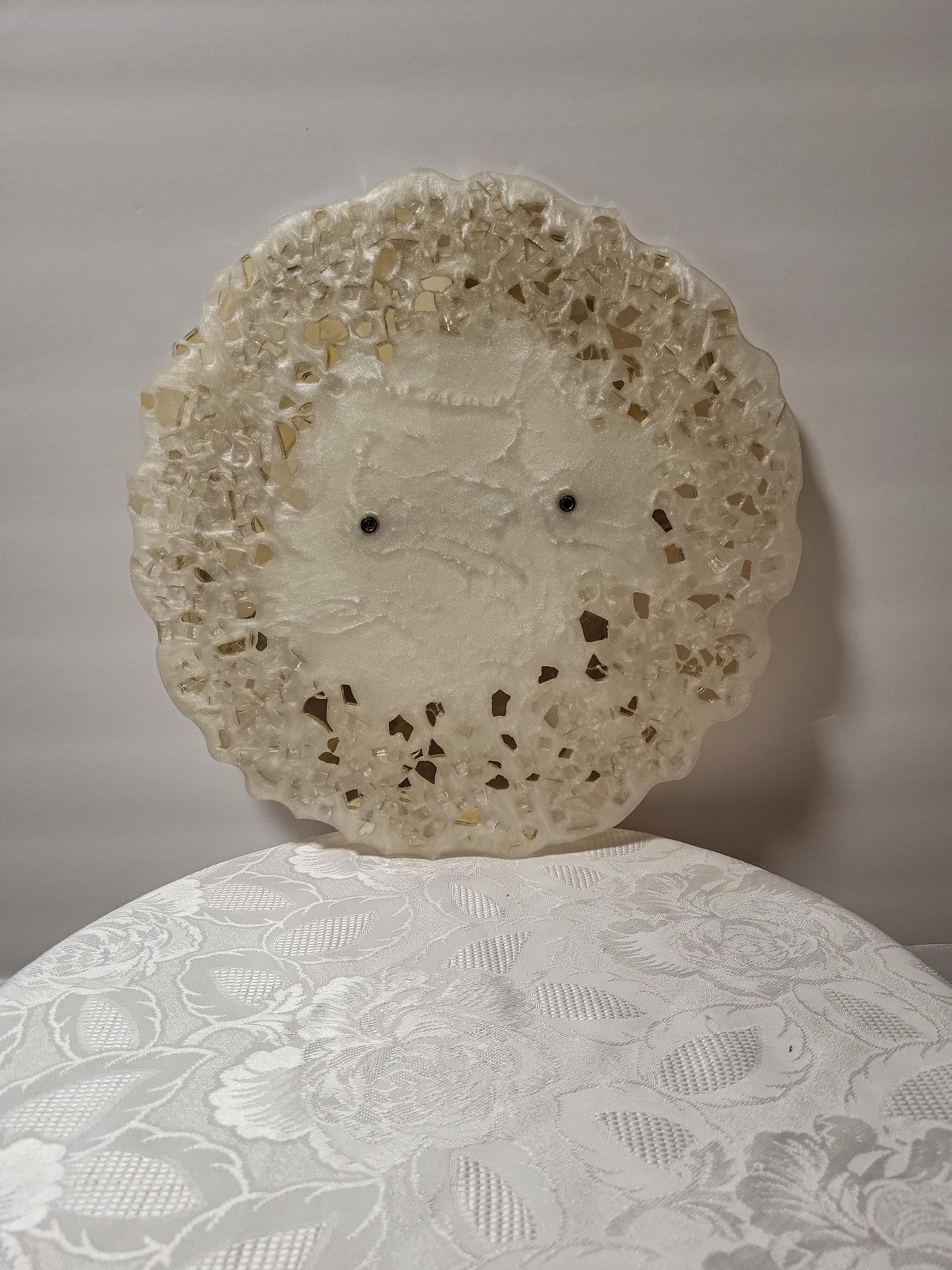 Marble White Resin Tray with Gold Crystals - Glam Home Decor