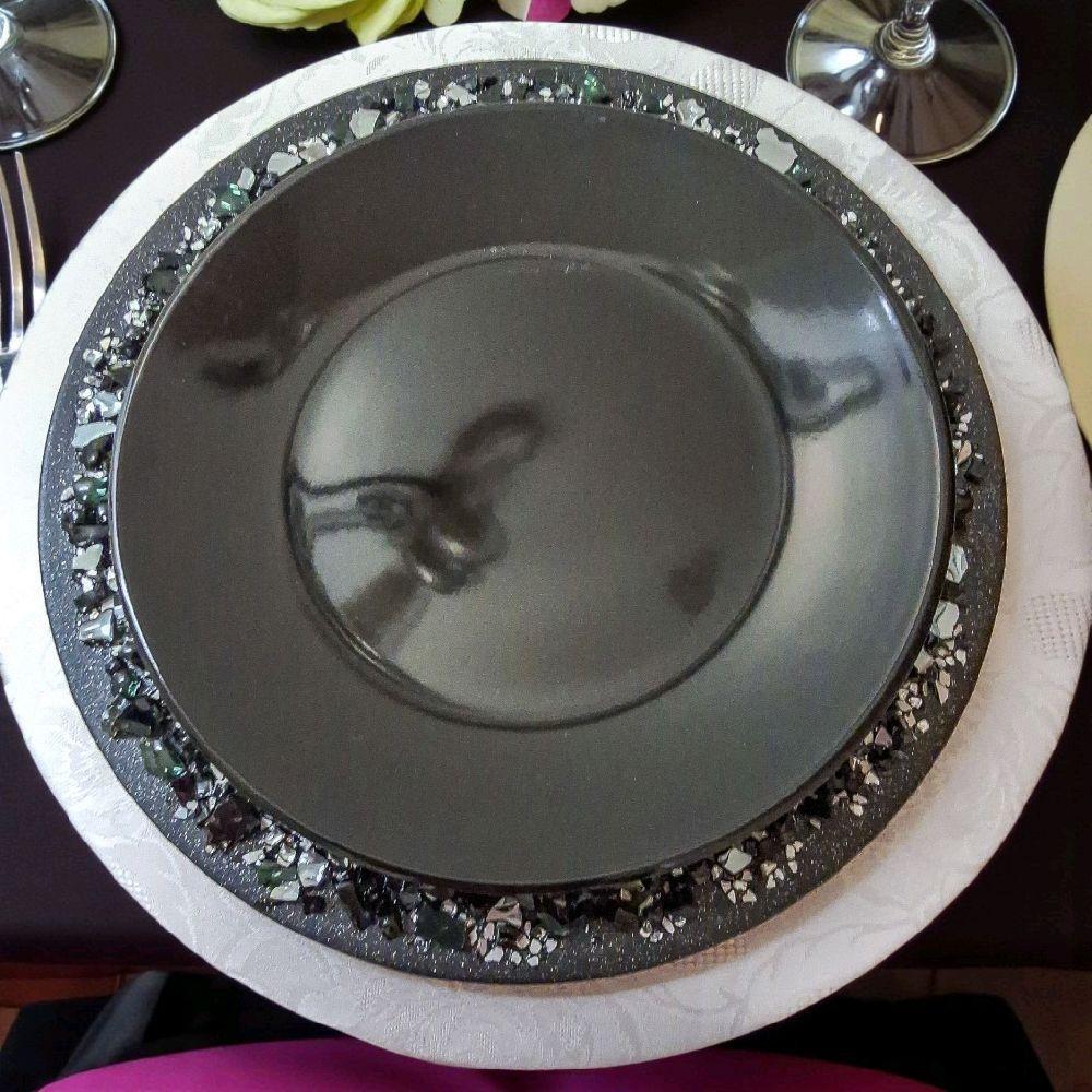 Black Resin Charger Plates with Crystals – Wedding Home Decor Ornaments