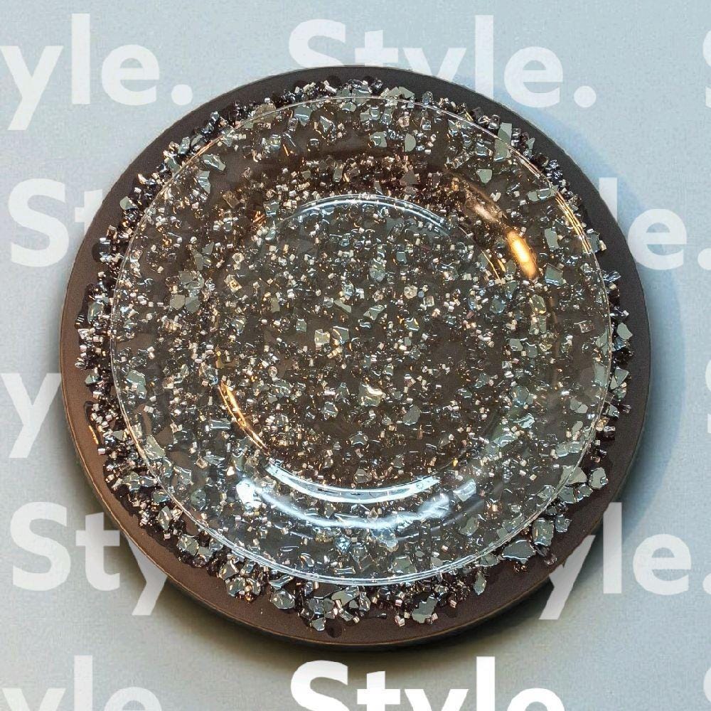 Black Resin Charger Plates with Crystals – Wedding Home Decor Ornaments