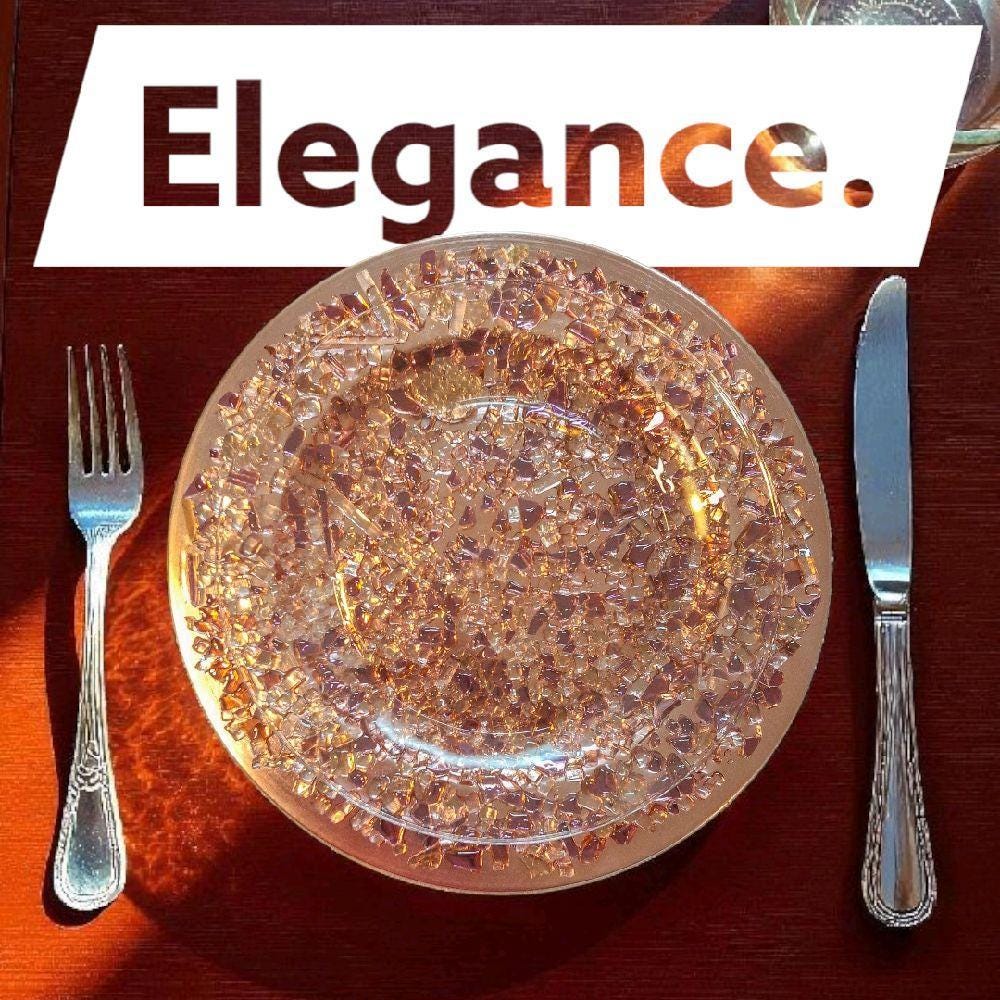 Resin 3D Charger Plates, Rose Crystal Elegant Decor (Set of 2)