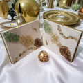Hand-Designed Crystal 3D Wall Art, Gold Brown Green Abstract Home Decor. Size 12x16 SET OF 2