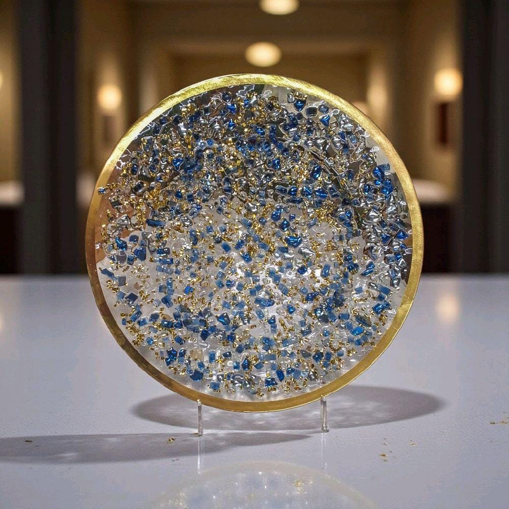 Royal Blue Resin Charger Plate, Elegant Home Decor