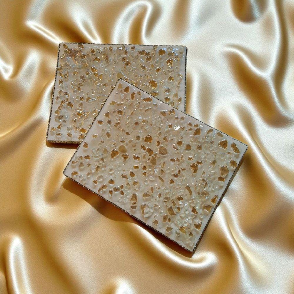 Hand-Designed 3D Crystal Artwork, Elegant Abstract Decor. Size 10x10 SET OF 2