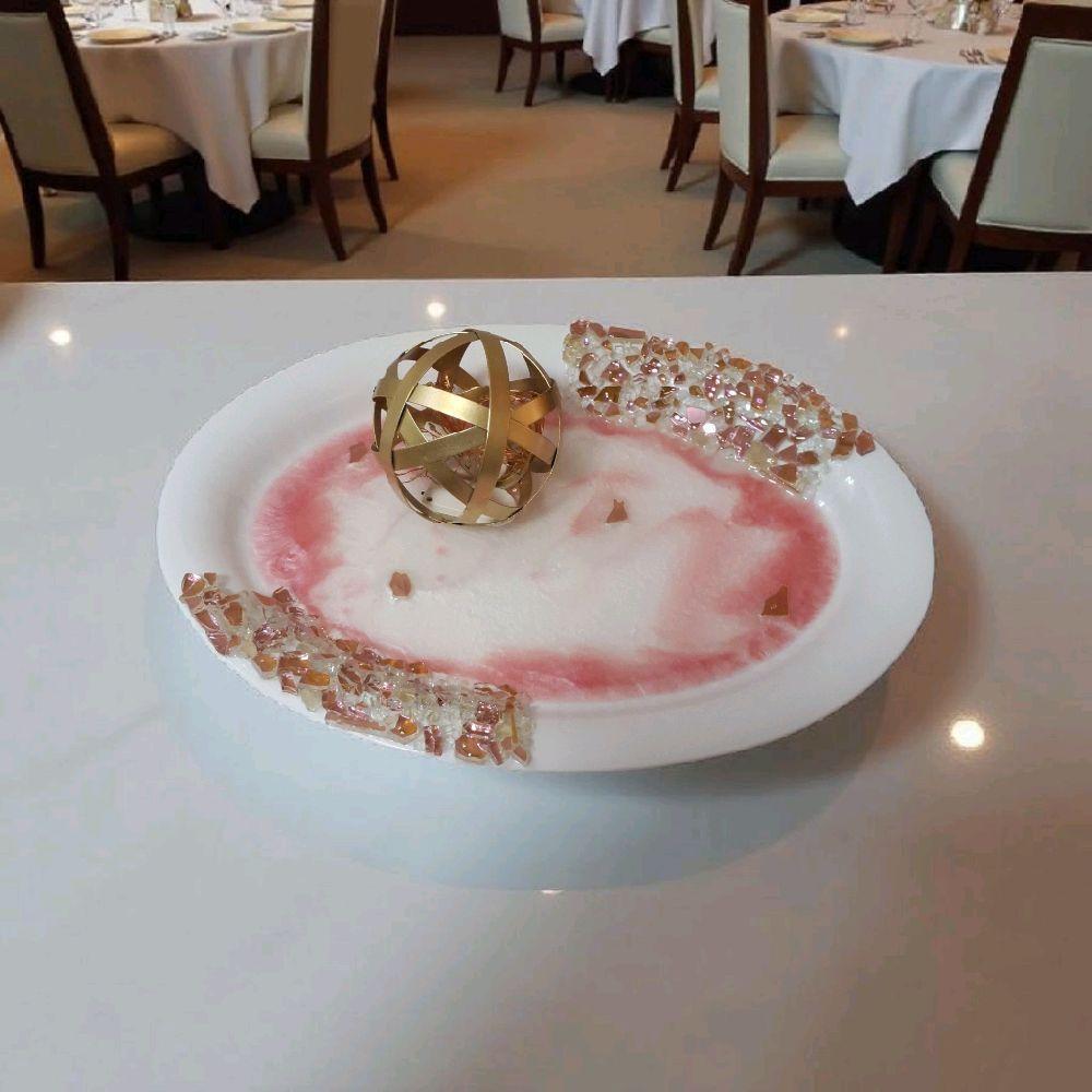 Hand-Designed 3D Crystal Tray, Rose Pink and White Resin, Home Decor