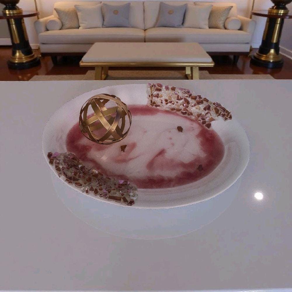 Hand-Designed 3D Crystal Tray, Rose Pink and White Resin, Home Decor
