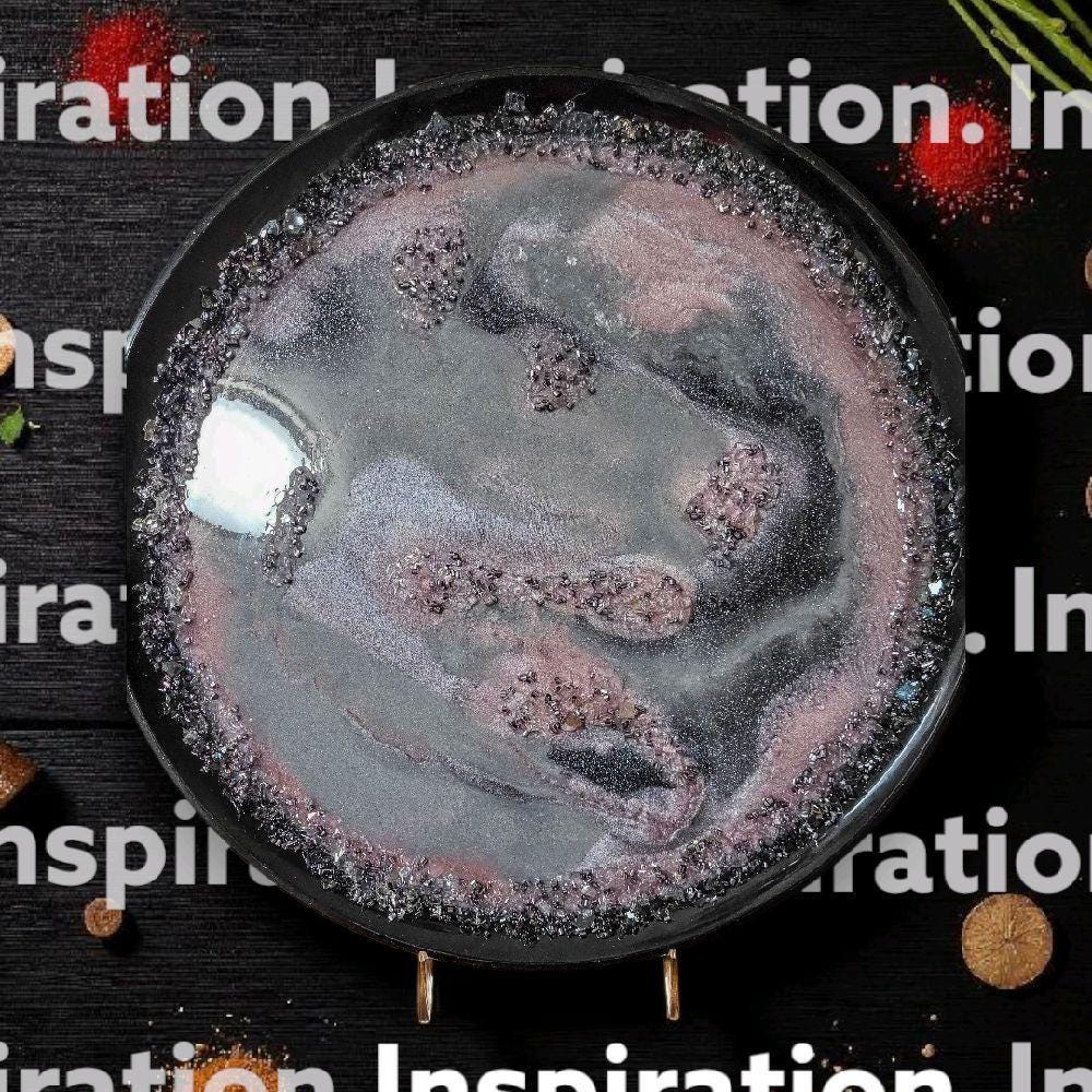 Crystalline Resin Tray - Metallic Pink, Gray & White Home Decor