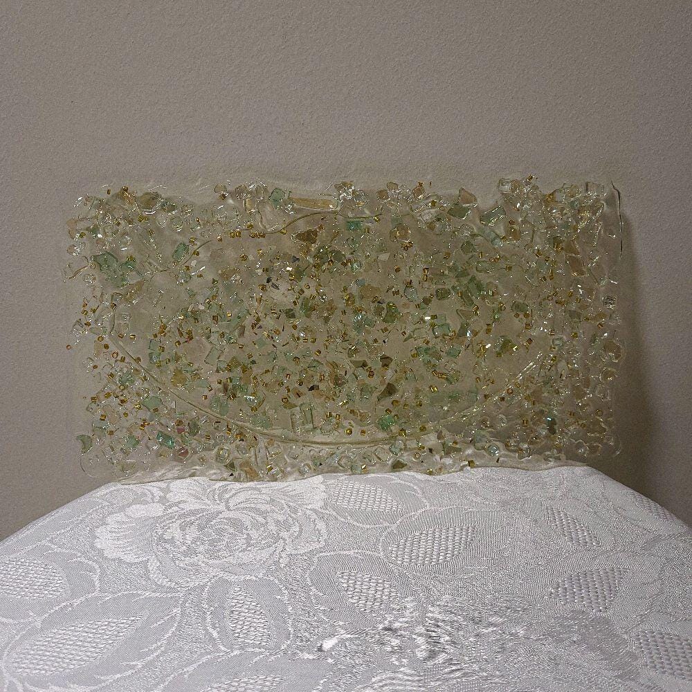 Hand-Designed Crystallized Tray, Light Green Acrylic Decor