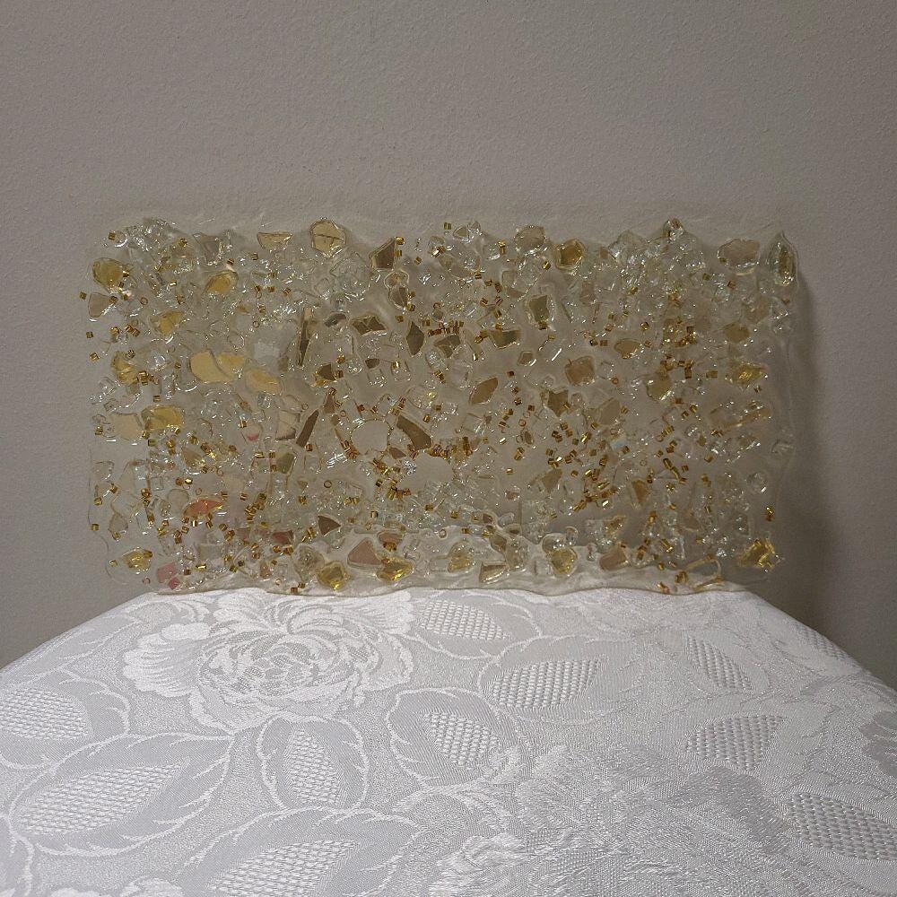 Hand-Designed Elegant Crystallized Tray, Gold Color & Encased Crystals