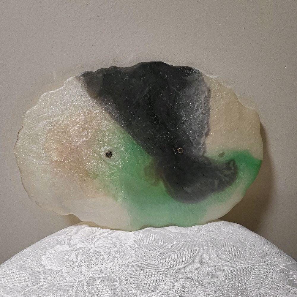 Resin Tray Artwork, Aqua Green, Black, White & Gold