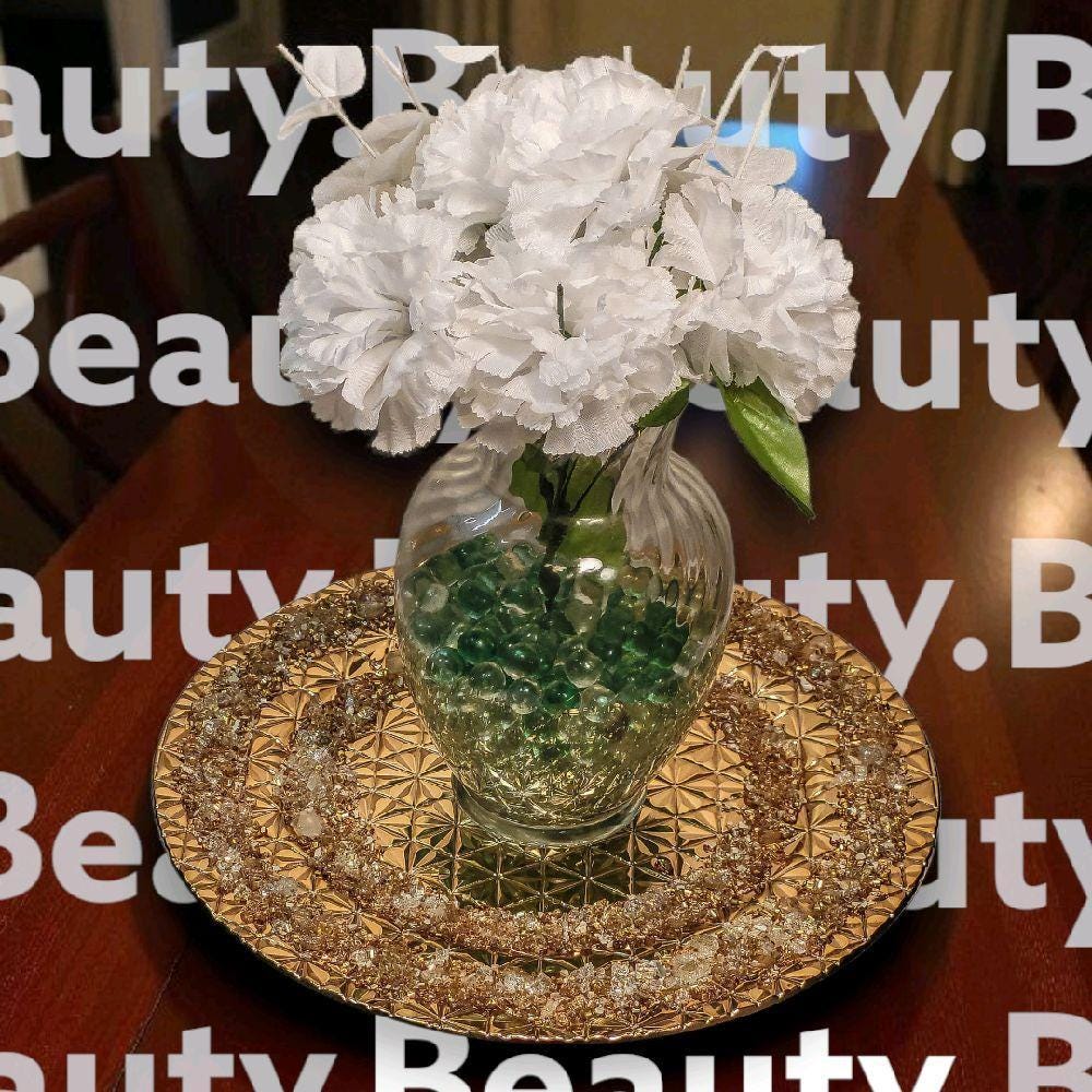 Handmade Gold Crystallized Charger Plate, Unique Table Centerpiece (13x13)