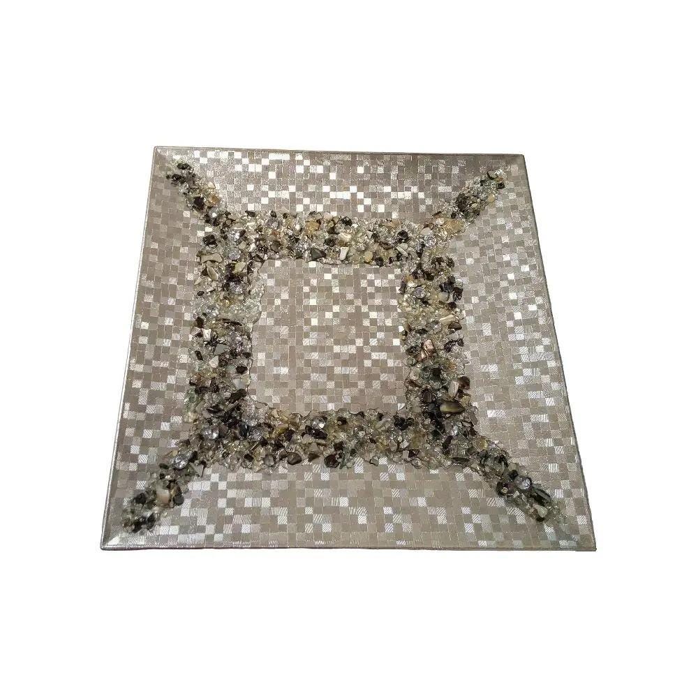 Handmade Silver Charger Plate with Crystallized Accents