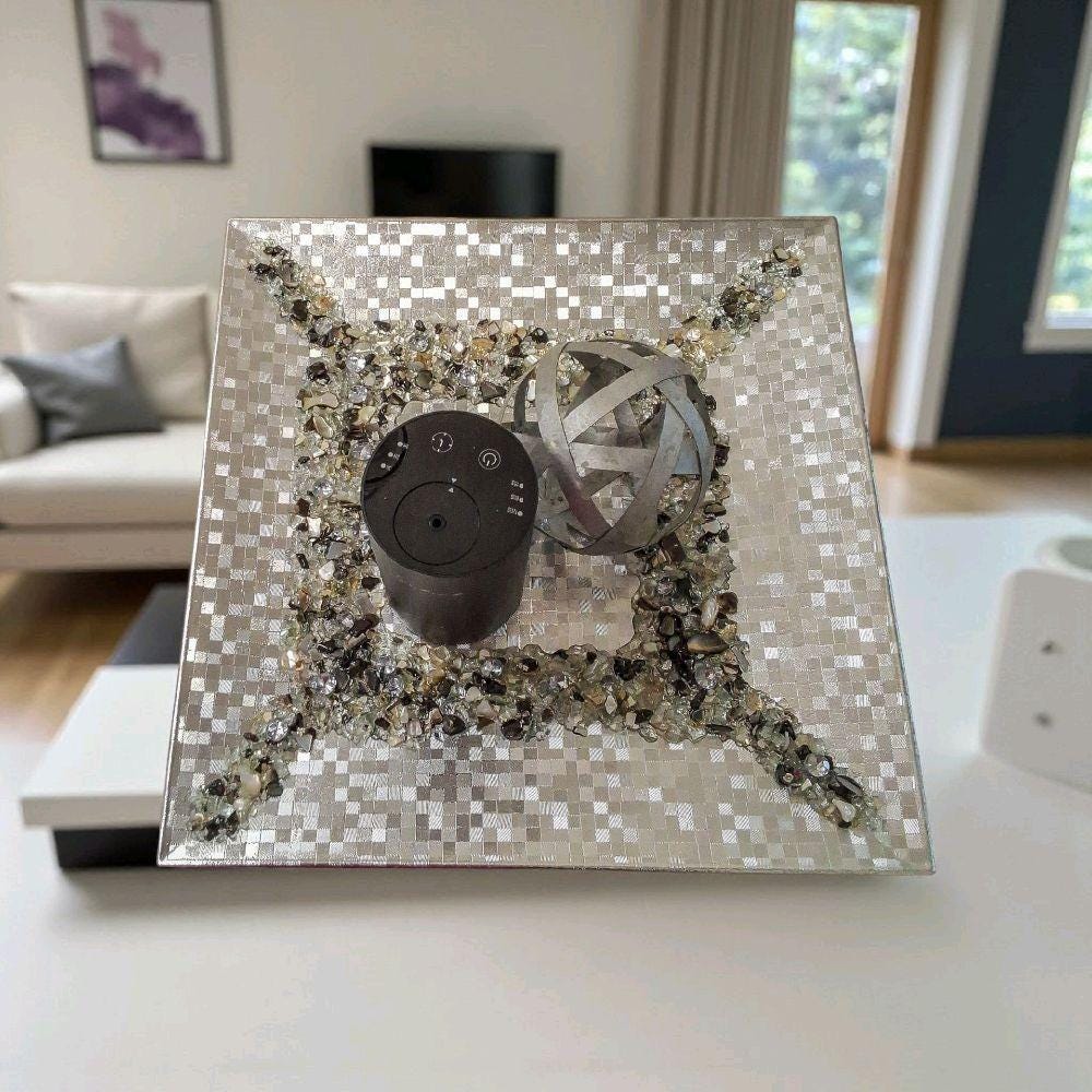 Handmade Silver Charger Plate with Crystallized Accents