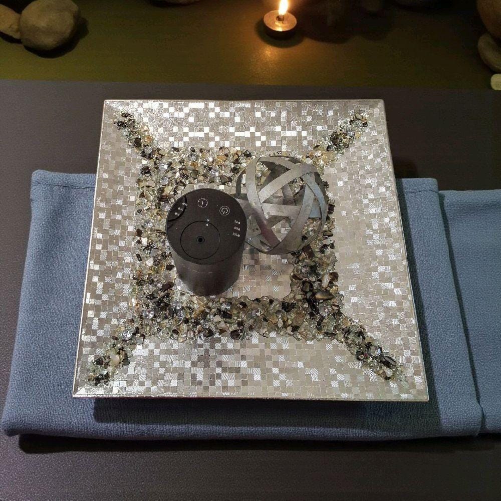Handmade Silver Charger Plate with Crystallized Accents
